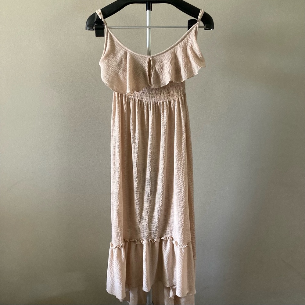 Love, Ruffled Top Cream Boho Sundress Size S Cream MIDI Lightweight Skinny Strap